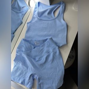 Baby Blue QQQ matching lounge / work out set
